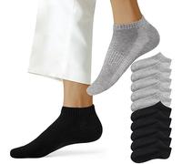NUOZA Chaussettes Femme - Lot de 10 - Chaussette Homme Sport Coton Soquettes Hommes Femme Basses Courtes Respirantes Unisexe,Noir Gris,35-38