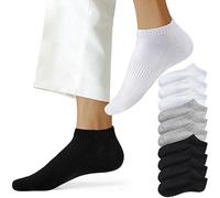 NUOZA Chaussettes Femme - Lot de 10 - Chaussette Homme Sport Coton Soquettes Hommes Femme Basses Courtes Respirantes Mixte,Noir Blanc Gris,35-38