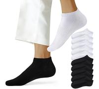 NUOZA Chaussettes Homme de 10 Paires Chaussette Femme Basse Sport Socquettes Courtes Coton Sockettes Respirant Unisexe,Noir Blanc,47-50