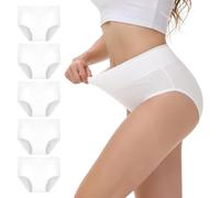 NUOZA Culotte Coton Femme Taille Haute Slip Femme Ventre Plat Culotte Post Cesarienne Slips Doux Confortable (Lot de 5) Blanc L