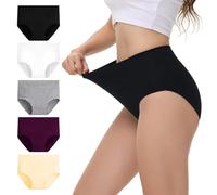 NUOZA Culotte Femme Coton Taille Haute Slip Femme Coton Culotte Ventre Plat Post Partum Respirant Elasticité (Lot de 5) Mehrfarbig 3XL