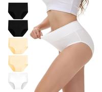 NUOZA Culotte Femme Coton Taille Haute Slip Femme Culotte Ventre Plat Doux Elasticité Respirant Slips (Lot de 5) Noir Blanc Peau 3XL