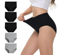 NUOZA Culotte Femme Coton Taille Haute Slip Femme Culotte Ventre Plat Post Partum Slips Respirant Confortable (Lot de 5) Noir Gris 3XL