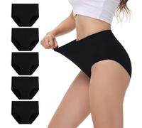 NUOZA Culotte Femme Coton Taille Haute Slip Femme Noir Culotte Ventre Plat Slips Post Cesarienne Doux Confortable (Lot de 5) Noir M