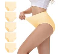 NUOZA Culottes et Slips Coton Taille Haute Culottes Femme Gainante Menstruelle Slip Panty Remonte Fesses de Regle Beige 3XL