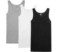 NUOZA Débardeur Homme Lot de 3 Maillot de Corps Marcel Coton Toutes Les Tailles et Les Couleurs-Noir Blanc Gris,XL