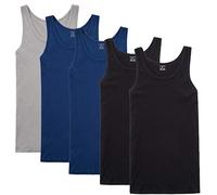 NUOZA Débardeur Homme Maillot de Corps Marcel Coton Toutes Les Tailles et Les Couleurs-Noir Bleu Gris,S