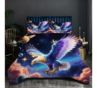 Nuphtun Couette 160x200 cm | Aigle Coloré, Imprimé 3D et Remplissage Coton 200GSM, Poids Léger, Ensemble avec 2 Taies 65x65 cm pour Un Confort Absolu et Une Nuit Réparatrice O147