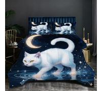 Nuphtun Couette 160x200 cm | Chat Coloré, Imprimé 3D et Remplissage Coton 200GSM, Poids Léger, Ensemble avec 2 Taies 65x65 cm pour Un Confort Absolu et Une Nuit Réparatrice D25
