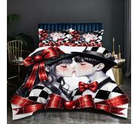 Nuphtun Couette 160x200 cm | NœUd Rouge, Imprimé 3D et Remplissage Coton 200GSM, Poids Léger, Ensemble avec 2 Taies 65x65 cm pour Un Confort Absolu et Une Nuit Réparatrice T21