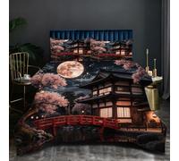 Nuphtun Couette 160x200 cm | Paysage, Imprimé 3D et Remplissage Coton 200GSM, Poids Léger, Ensemble avec 2 Taies 65x65 cm pour Un Confort Absolu et Une Nuit Réparatrice O219