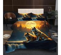 Nuphtun Couette 200x200 Animal Loup, 100% Premium Microfibre Édredon 200x200 cm Lit 2 Personnes, Parure de Lit Tempérée avec Rembourrage en Coton pour Adulte & Famille D188