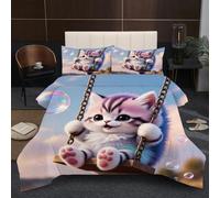 Nuphtun Couette 220x240 cm 2.4kg | Chat Animal, Imprimé 3D, Remplissage Coton 200GSM, Poids Ideal, pour Une Chambre d'amis Accueillante ou Une Suite Parentale Confortable A23