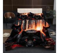 Nuphtun Couette 220x240 cm 2.4kg | Loup Noir, Imprimé 3D, Remplissage Coton 200GSM, Poids Ideal, pour Une Chambre d'amis Accueillante ou Une Suite Parentale Confortable A99