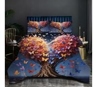 Nuphtun Couette Carrée 200x200 cm | Arbre en Forme de CœUr, Microfibre et Coton, Poids Léger, Ensemble Reversible avec 2 Taies, Confort Garanti et Accueillant pour Votre Literie en Lit Double T42