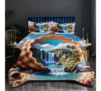 Nuphtun Couette Double 160x200 cm | Paysage Coloré, Matière Haute Qualité et Confection Robust, Ensemble Lit avec 2 Taies 65x65 cm, Idéal pour Un Usage Quotidien et Durable D196