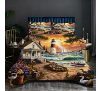 Nuphtun Couette Double 160x200 cm | Paysage Coloré, Matière Haute Qualité et Confection Robust, Ensemble Lit avec 2 Taies 65x65 cm, Idéal pour Un Usage Quotidien et Durable D164