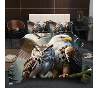 Nuphtun Couette Saison 140x200 cm | Aigle, Chouette, Microfibre et Remplissage Coton 200GSM, Ensemble 3 Pièces avec 2 Taies, Confort Saisonnier Absolu pour Toutes Les Nuits B61