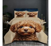 Nuphtun Couette Saison 140x200 cm | Animal Chien, Microfibre et Remplissage Coton 200GSM, Ensemble 3 Pièces avec 2 Taies, Confort Saisonnier Absolu pour Toutes Les Nuits D5