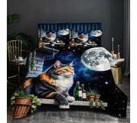 Nuphtun Couette Saison 140x200 cm | Chat Coloré, Microfibre et Remplissage Coton 200GSM, Ensemble 3 Pièces avec 2 Taies, Confort Saisonnier Absolu pour Toutes Les Nuits D33