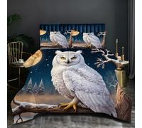 Nuphtun Couette Saison 140x200 cm | Chouette Blanche, Microfibre et Remplissage Coton 200GSM, Ensemble 3 Pièces avec 2 Taies, Confort Saisonnier Absolu pour Toutes Les Nuits O233