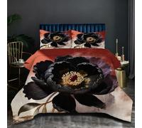 Nuphtun Couette Saison 140x200 cm | Fleurs Noires, Microfibre et Remplissage Coton 200GSM, Ensemble 3 Pièces avec 2 Taies, Confort Saisonnier Absolu pour Toutes Les Nuits T379