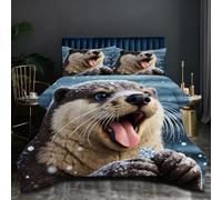 Nuphtun Couette Saison 140x200 cm | Loutre Grise, Microfibre et Remplissage Coton 200GSM, Ensemble 3 Pièces avec 2 Taies, Confort Saisonnier Absolu pour Toutes Les Nuits O207