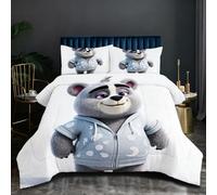 Nuphtun Couette Saison 140x200 cm | Ours Gris, Microfibre et Remplissage Coton 200GSM, Ensemble 3 Pièces avec 2 Taies, Confort Saisonnier Absolu pour Toutes Les Nuits O209