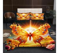 Nuphtun Couette Saison 140x200 cm | Papillon d'or, Microfibre et Remplissage Coton 200GSM, Ensemble 3 Pièces avec 2 Taies, Confort Saisonnier Absolu pour Toutes Les Nuits A355