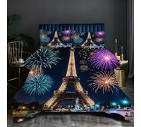 Nuphtun Couette Saison 140x200 cm | Paysage Coloré, Microfibre et Remplissage Coton 200GSM, Ensemble 3 Pièces avec 2 Taies, Confort Saisonnier Absolu pour Toutes Les Nuits D77