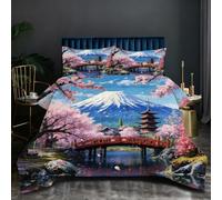 Nuphtun Couette Saison 140x200 cm | Paysage Coloré, Microfibre et Remplissage Coton 200GSM, Ensemble 3 Pièces avec 2 Taies, Confort Saisonnier Absolu pour Toutes Les Nuits D61