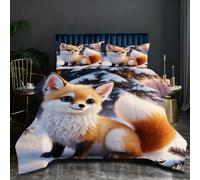 Nuphtun Couette Saison 140x200 cm | Renard Animé, Microfibre et Remplissage Coton 200GSM, Ensemble 3 Pièces avec 2 Taies, Confort Saisonnier Absolu pour Toutes Les Nuits O23
