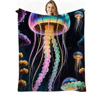 Nuphtun Couverture de Lit 240x260 cm, Méduse Bleue, AQ4566 | XXL Format Généreux, Usage Polyvalent, Infroissable et Résistante, Toutes Les Saisons, pour Chambre Salon, Toute la Famille