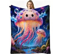 Nuphtun Couverture de Lit 240x260 cm, Méduse Violette, AQ4524 | XXL Format Généreux, Usage Polyvalent, Infroissable et Résistante, Toutes Les Saisons, pour Chambre Salon, Toute la Famille