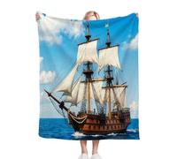 Nuphtun Couverture Plaid Polaire 130x150 Bateau Bleu, Couverture en Polaire Microfibre 130x150 cm | Douceur Extrême et Lavable en Machine, Idéale pour Canapé et Nuitées Confortables M19-