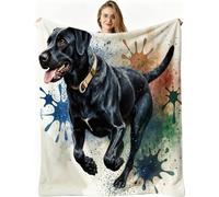 Nuphtun Couverture Plaid Polaire 130x150 Chien Noir, Couverture en Flanelle Microfibre Douceur Extrême et Lavable en Machine, Idéale pour Canapé et Nuitées Confortables, AW110