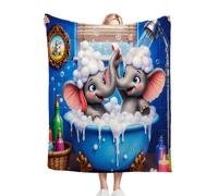 Nuphtun Couverture Plaid Polaire 130x150 éLéPhant Animé, Couverture en Polaire Microfibre 130x150 cm | Douceur Extrême et Lavable en Machine, Idéale pour Canapé et Nuitées Confortables M295-