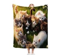 Nuphtun Couverture Plaid Polaire Chat Animal, Couverture Polaire 3D 150x200 cm | Taille Double, Parfaite pour Lit Deux Places, Crée des Moments de Complicité et de Douceur Partagée K25-