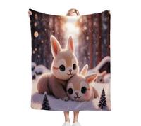 Nuphtun Couverture Plaid Polaire Lapin Brun, Couverture Polaire 3D 150x200 cm | Taille Double, Parfaite pour Lit Deux Places, Crée des Moments de Complicité et de Douceur Partagée M237-