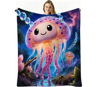 Nuphtun Couverture Polaire 220x240 cm, Méduse Rose, AQ4607 | pour Lit Queen Size, Lavable en Machine, Sans Rétrécissement, Doux pour La Peau, pour Fêtes Emménagements, Enfant Adulte