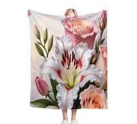 Nuphtun Couverture Polaire 220x240 Fleurs ColoréEs, Couverture Grand Confort 220x240 cm | Dimensions Royales pour Lit King Size, Douceur Persistante, Idéale pour Un Sommeil Profond K384-