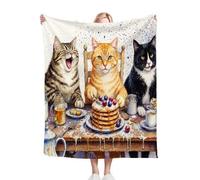 Nuphtun Couverture Polaire 240 x 260 Chat en Train de Manger, Couverture Polaire Grande Taille 240x260 cm | Usage Multiple comme Couette d'Appoint, Assure Une Protection Contre Le Froid M77-