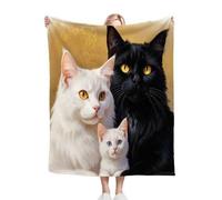 Nuphtun Couverture Polaire 240 x 260 cm Chat Blanc, Couverture Canapé Grande Taille Usage Multiple comme Couette d'Appoint, Assure Une Protection Contre Le Froid, AQ2286