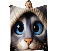 Nuphtun Couverture Polaire 240 x 260 cm Chat Dessiné Gris, Couverture Canapé Grande Taille Usage Multiple comme Couette d'Appoint, Assure Une Protection Contre Le Froid, AW2238