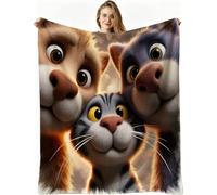 Nuphtun Couverture Polaire 240 x 260 cm Chat Dessiné Gris, Couverture Canapé Grande Taille Usage Multiple comme Couette d'Appoint, Assure Une Protection Contre Le Froid, AW2028