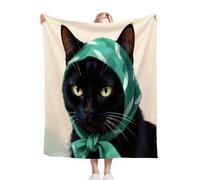 Nuphtun Couverture Polaire 240 x 260 cm Chat Noir, Couverture Canapé Grande Taille Usage Multiple comme Couette d'Appoint, Assure Une Protection Contre Le Froid, AQ1290