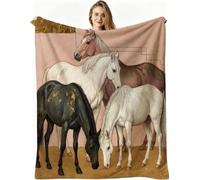 Nuphtun Couverture Polaire 240 x 260 cm Cheval Blanc, Couverture Canapé Grande Taille Usage Multiple comme Couette d'Appoint, Assure Une Protection Contre Le Froid, AW3114