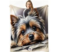 Nuphtun Couverture Polaire 240 x 260 cm Chien Gris, Couverture Canapé Grande Taille Usage Multiple comme Couette d'Appoint, Assure Une Protection Contre Le Froid, AW228