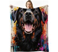 Nuphtun Couverture Polaire 240 x 260 cm Chien Noir, Couverture Canapé Grande Taille Usage Multiple comme Couette d'Appoint, Assure Une Protection Contre Le Froid, AW3108