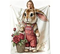 Nuphtun Couverture Polaire 240 x 260 cm Lapin Gris, Couverture Canapé Grande Taille Usage Multiple comme Couette d'Appoint, Assure Une Protection Contre Le Froid, AW132